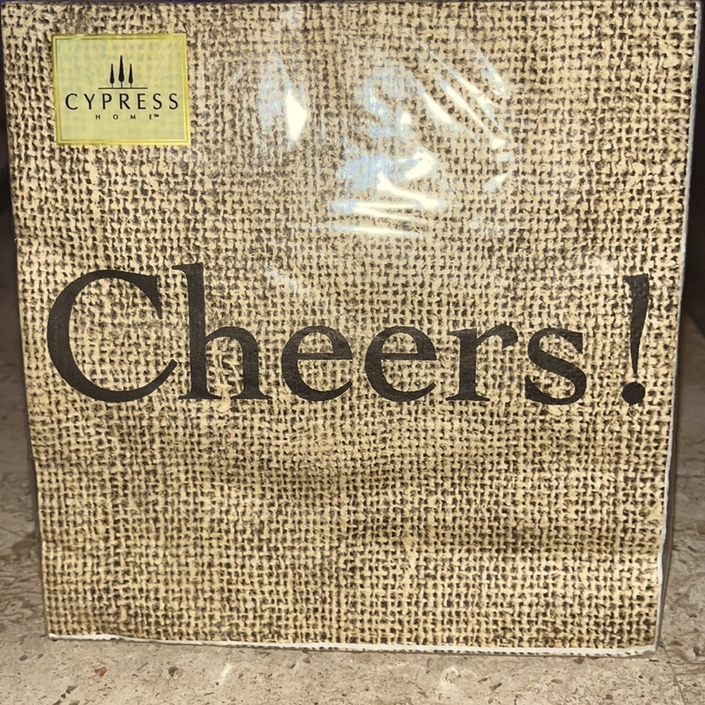 20 Luncheon Napkins Holiday Christmas CHEERS! Burlap